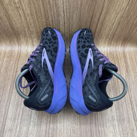 Brooks Womens Ghost 14 Black Ebony Leopard Purple Running Sneakers Size 7.5 B - Picture 5 of 8